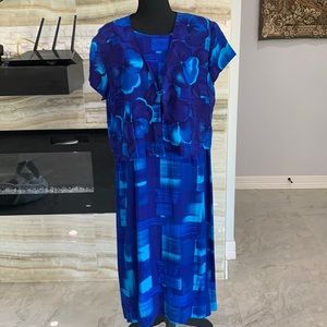 Karin Stevens Beautiful Long Colorful‎ Dress with Cover Up Jacket Size 14